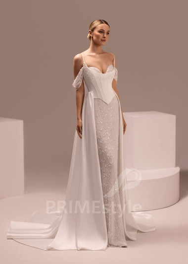 Čipkované svadobné šaty so saténovým korzetom Enrica