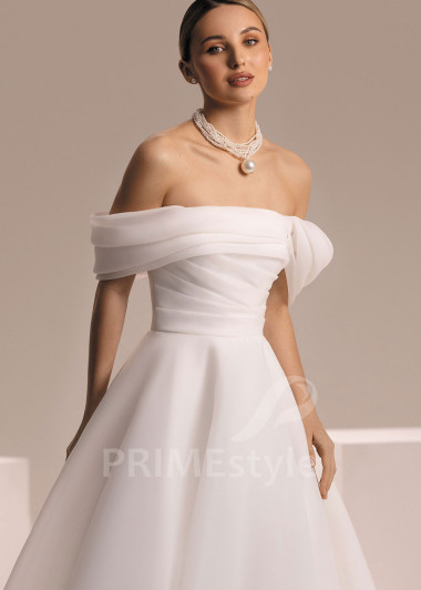 Hladké svadobné šaty so spadnutými ramienkami Fabricia | PRIMESTYLE.SK