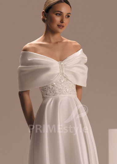 Hladké svadobné šaty so saténovou mašľou Filippa | PRIMESTYLE.SK