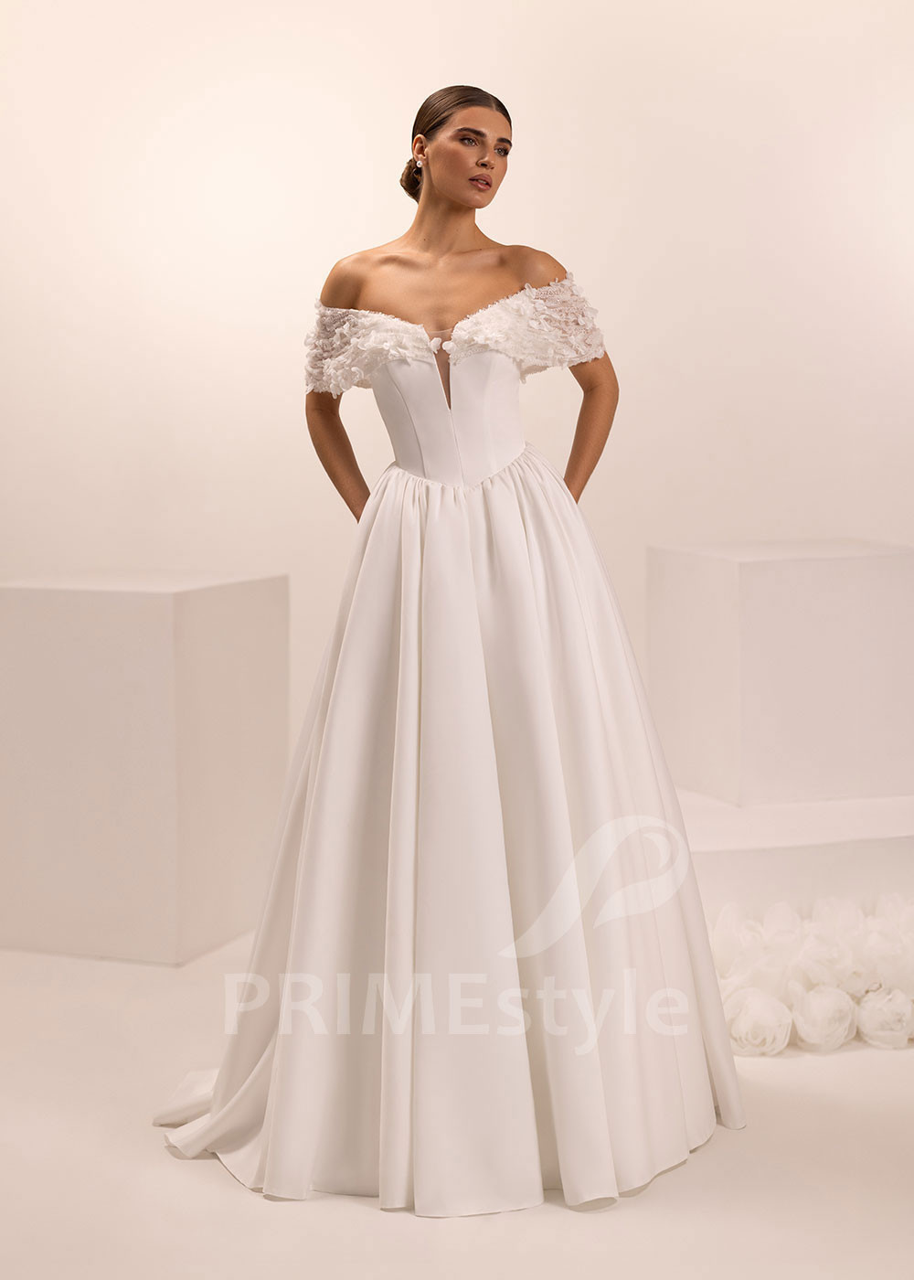 Romantické svadobné šaty so spadnutými ramienkami Gaia