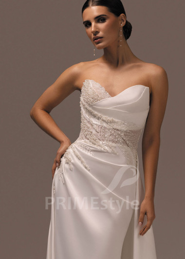 Saténové svadobné šaty bez ramienok Galicia | PRIMESTYLE.SK