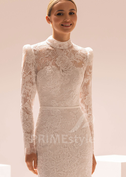Čipkované svadobné šaty s dlhým rukávom Idalia