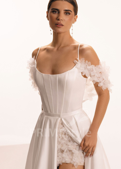 Krátke svadobné šaty s odnímateľnou sukňou Lavanda