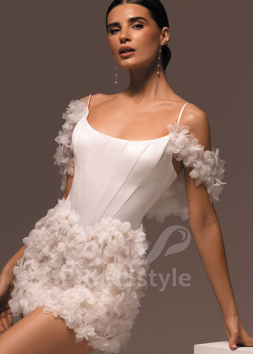 Krátke svadobné šaty s odnímateľnou sukňou Lavanda