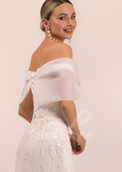 Luxusné svadobné šaty s dlhým čipkovaným rukávom Leticia