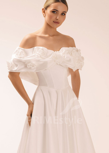 Princeznovské svadobné šaty s 3D kvetmi a spadnutými ramienkami Maggia | PRIMESTYLE.SK