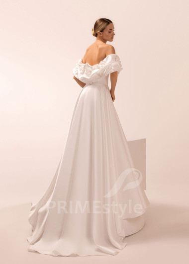 Princeznovské svadobné šaty s 3D kvetmi a spadnutými ramienkami Maggia | PRIMESTYLE.SK