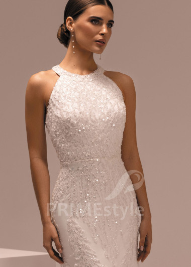 Elegantné svadobné šaty s flitrami a halter výstrihom Marcella | PRIMESTYLE.SK