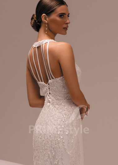 Elegantné svadobné šaty s flitrami a halter výstrihom Marcella | PRIMESTYLE.SK