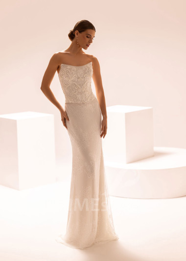 Celočipkované svadobné šaty s korzetovým detailom Nera