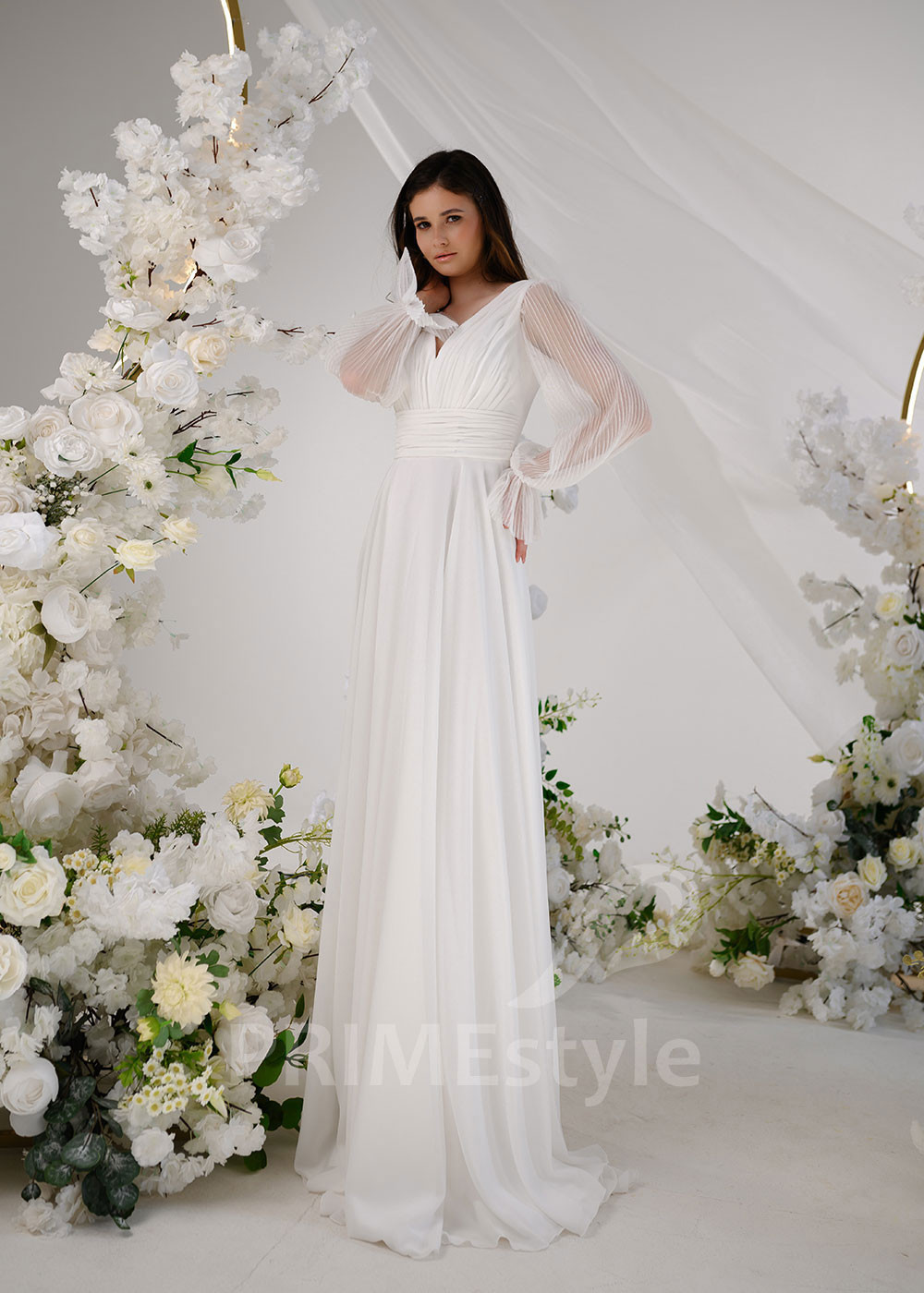 Elegantné šifónové svadobné šaty RT2302