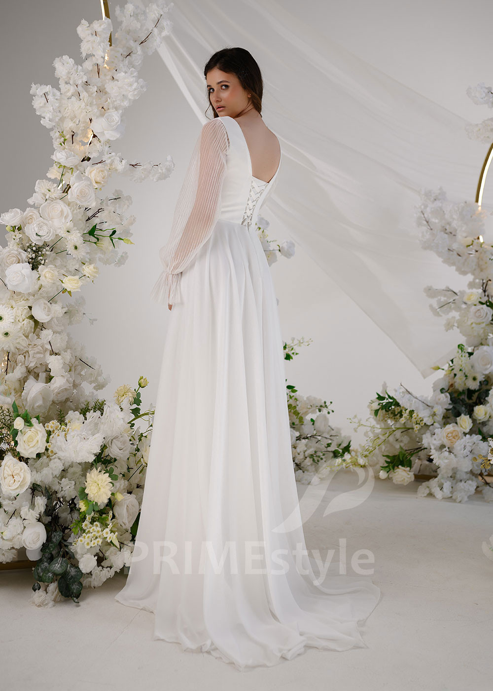 Elegantné šifónové svadobné šaty RT2302