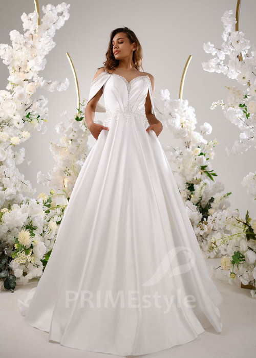 Elegantné saténové svadobné šaty RT2305