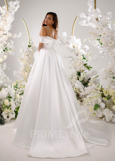 Elegantné saténové svadobné šaty RT2305 - primestyle.sk