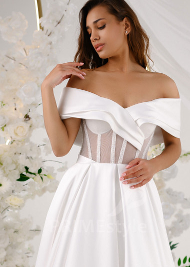 Elegantné minimalistické svadobné šaty RT2308 - primestyle.sk