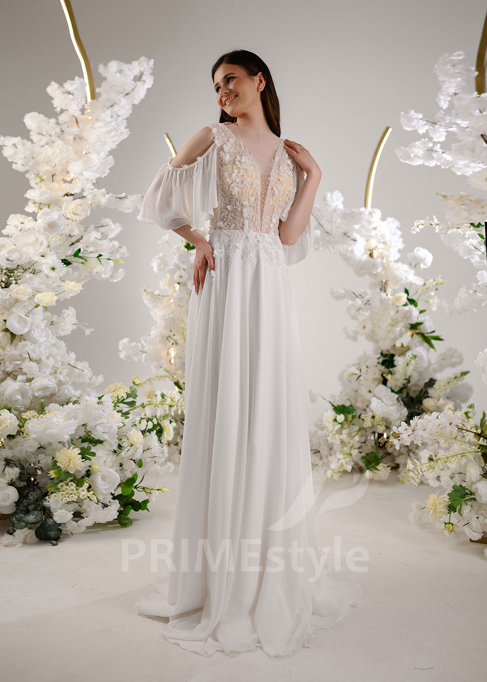 Extravagantné šifónové svadobné šaty RT2309