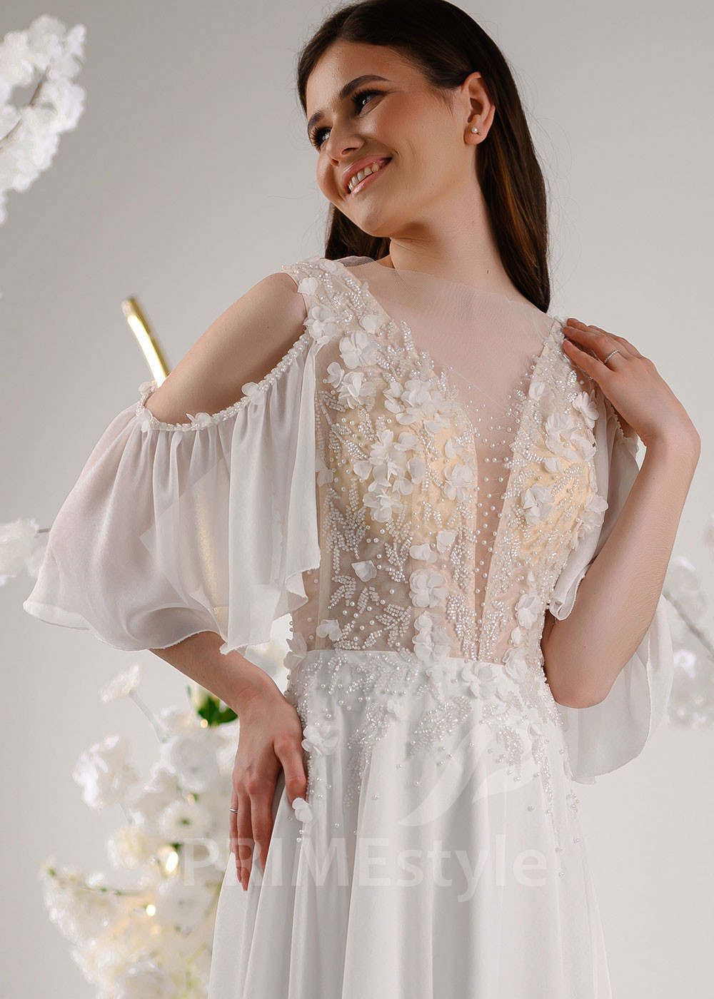 Extravagantné šifónové svadobné šaty RT2309