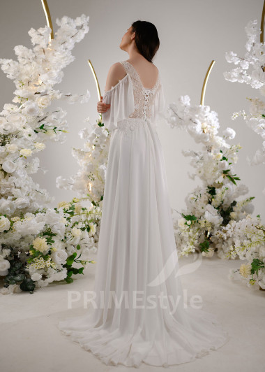 Extravagantné šifónové svadobné šaty RT2309 - primestyle.sk