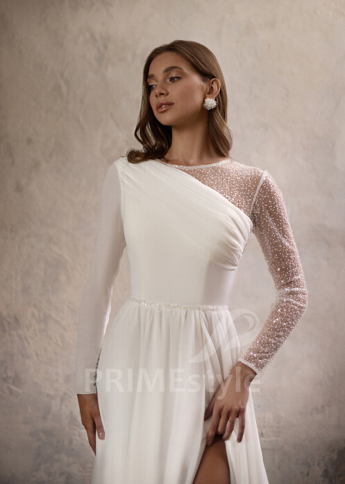 Jednoduché šifónové svadobné šaty RC2810