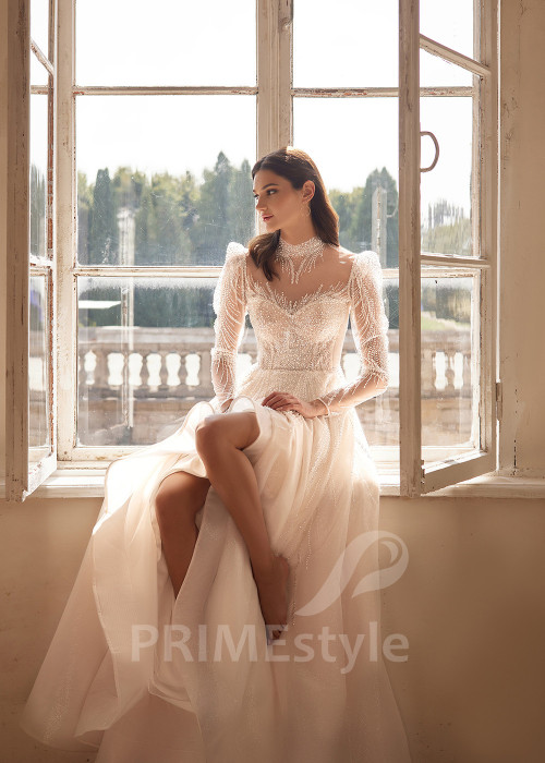 Elegantné trblietavé svadobné šaty RC2700