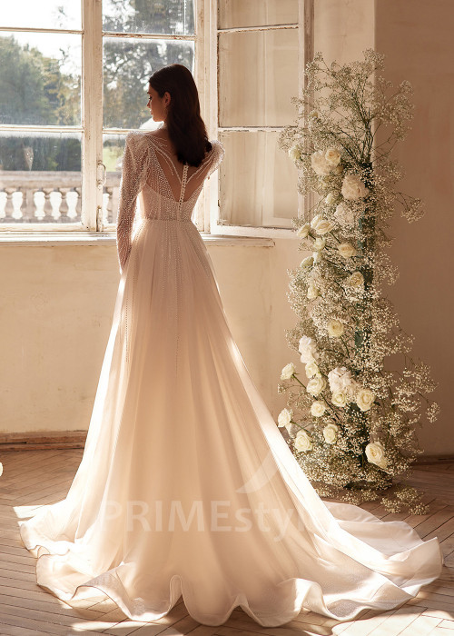 Elegantné trblietavé svadobné šaty RC2700