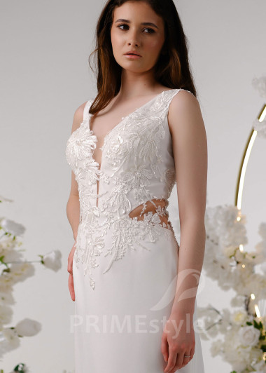 Jednoduché úzke svadobné šaty RT2315 - primestyle.sk