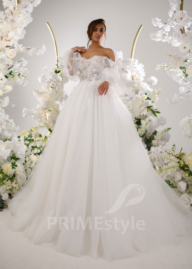 Luxusné kvetované svadobné šaty RT2318