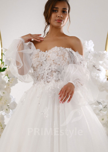 Luxusné kvetované svadobné šaty RT2318 - primestyle.sk