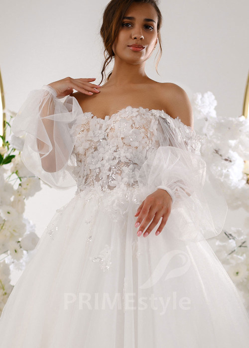 Luxusné kvetované svadobné šaty RT2318